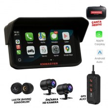 KNMASTER MOTOPLAY 2000 PRO – 6.25” 2K Çift Kameralı Kablosuz CarPlay & Android Auto Destekli Motosiklet Multimedya Ekranı